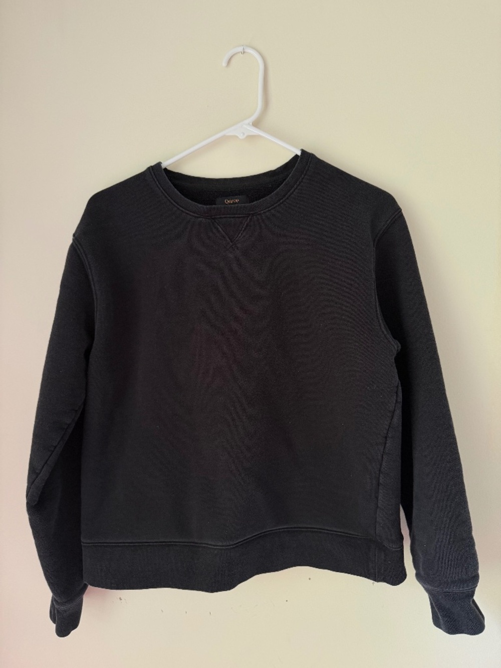 Quince - 100% Organic Cotton Heavyweight Fleece Boyfriend Crew - Black - Small